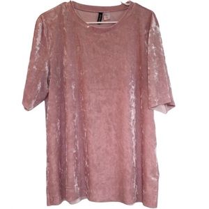 Divided by H&M Crushed Velvet Top Pink Medium